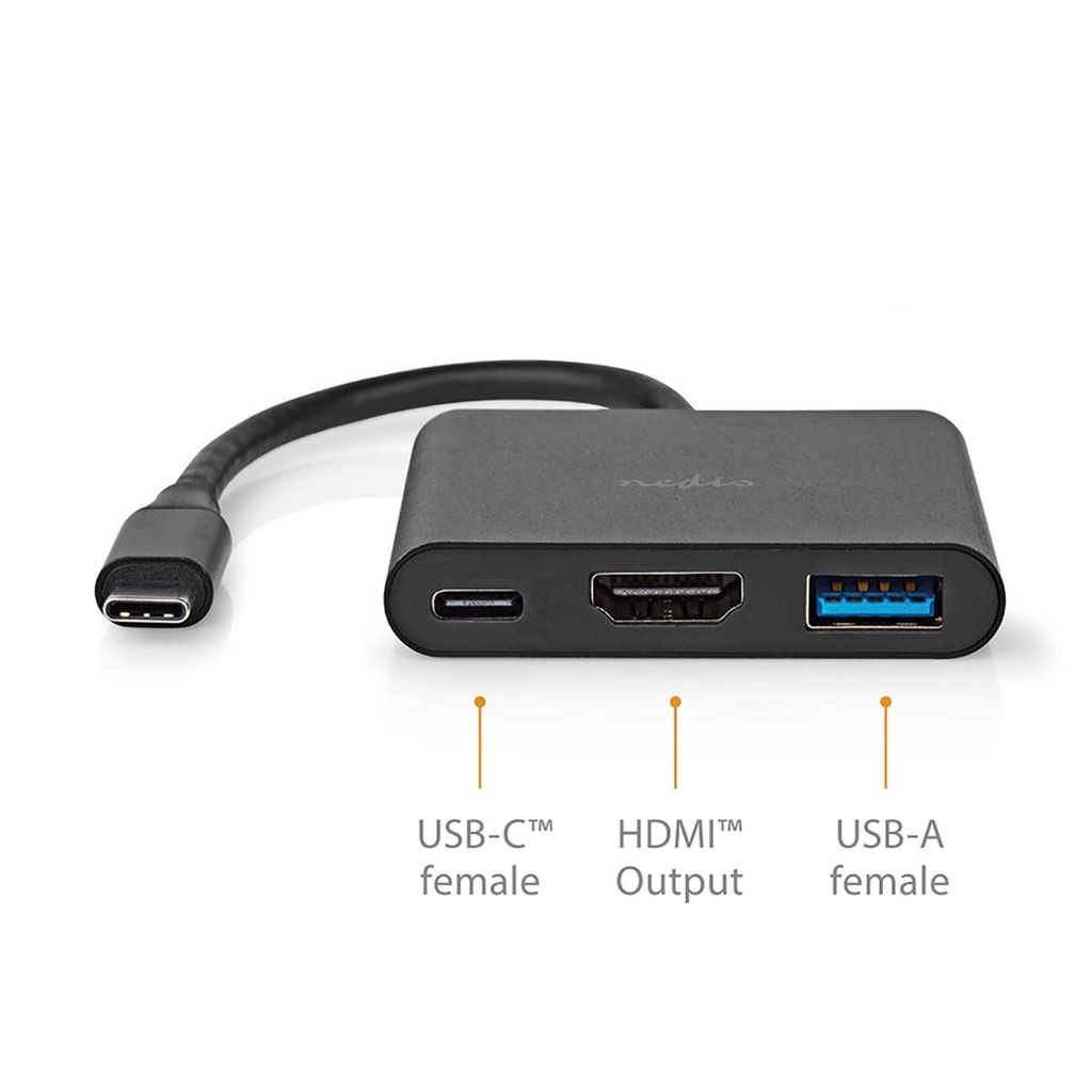 Nedis CCGB64770BK01 USB 3.2 Gen 1 Multi-Port Adapter USB-C - HDMI / USB-A / USB-C 5 Gbps 10cm Zwart