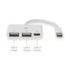 Nedis CCGB64785WT01 USB 2.0-Hub USB-C - USB-C / 2x USB A 480 Mbps Vernikkeld Wit