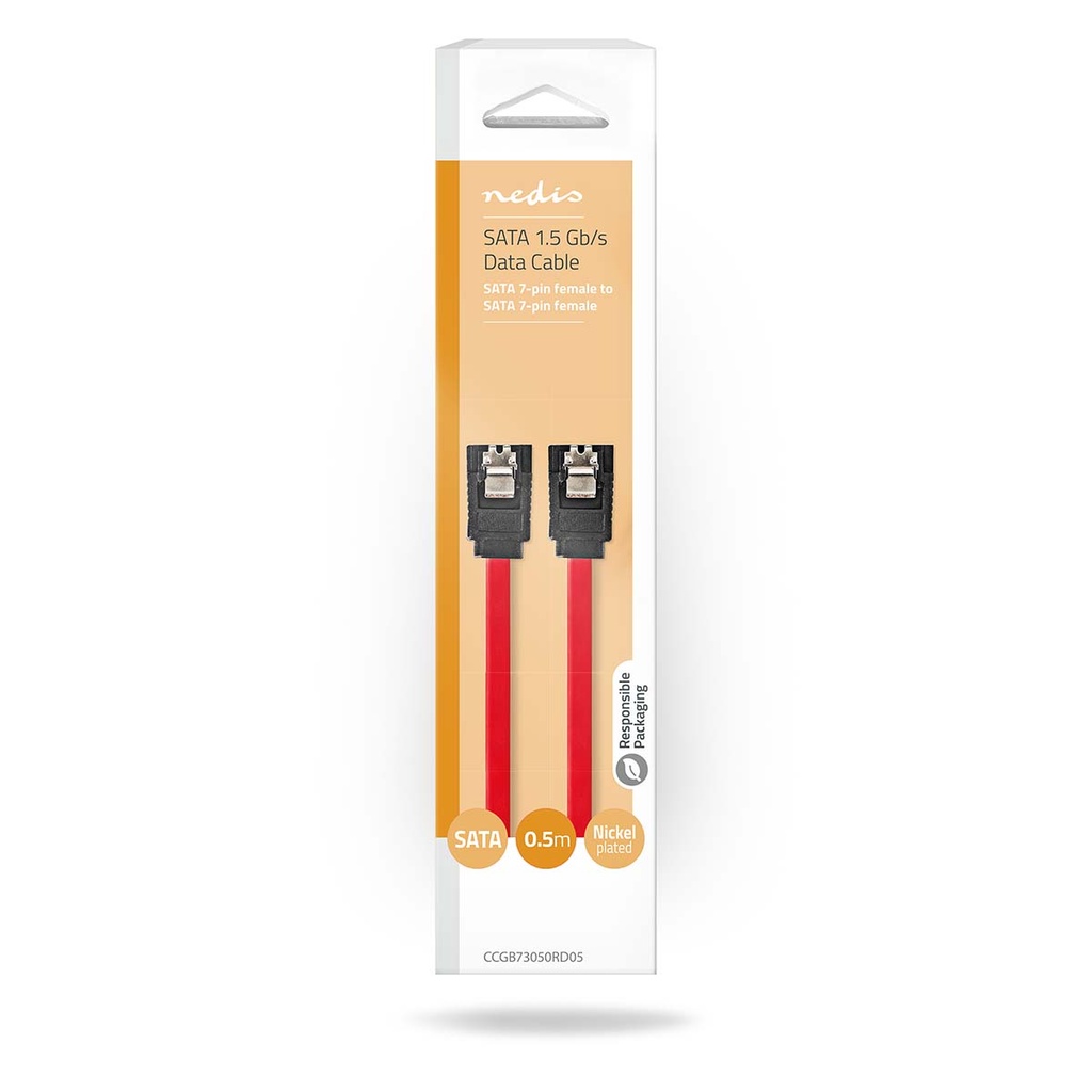 Nedis CCGB73050RD05 SATA Kabel 1.5 Gbps Vernikkeld 50cm Rood
