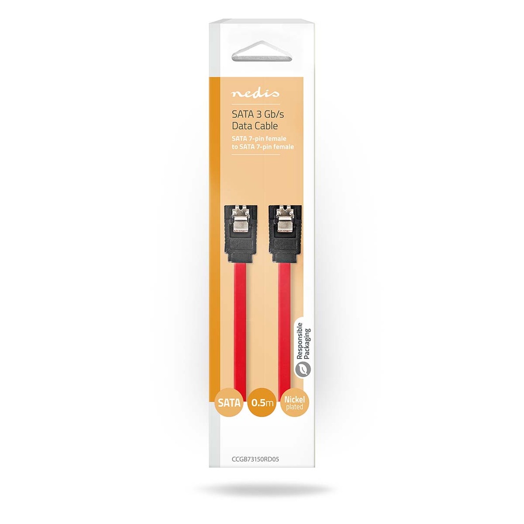 Nedis CCGB73150RD05 SATA-II Kabel 3 Gbps Vernikkeld 50cm Rood 