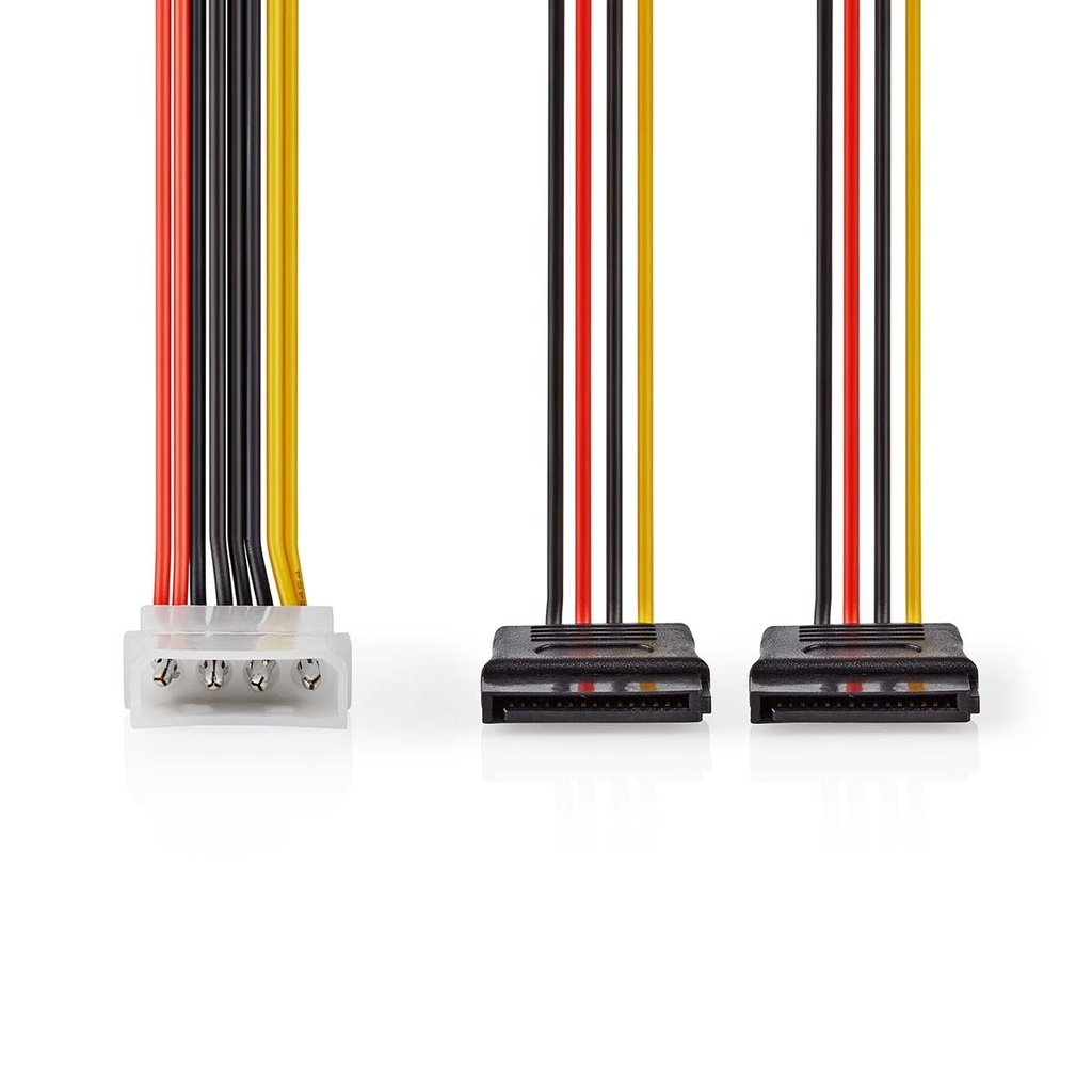 Nedis CCGB73520VA015 Interne Voedingskabel Molex - 2x SATA 15-Pins Vrouwelijk Verguld 15cm 