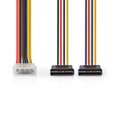 Nedis CCGB73520VA015 Interne Voedingskabel Molex - 2x SATA 15-Pins Vrouwelijk Verguld 15cm 