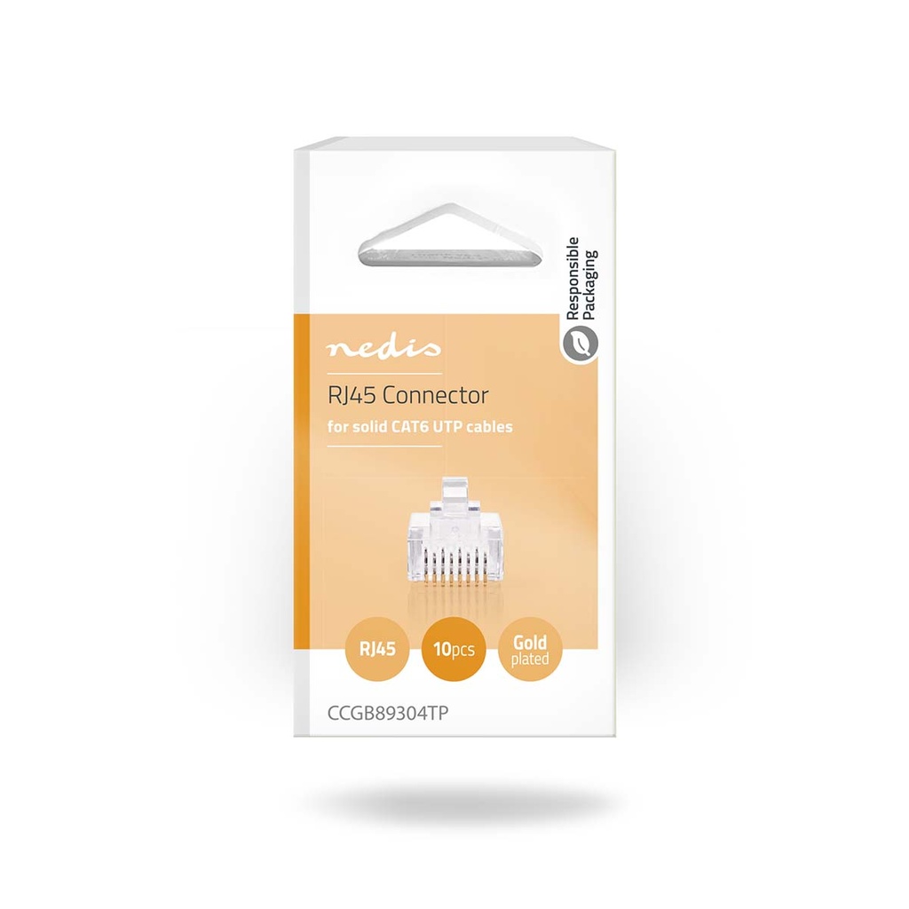 Nedis CCGB89304TP RJ45-Connector UTP CAT6 Verguld 10 Stuks Transparant 