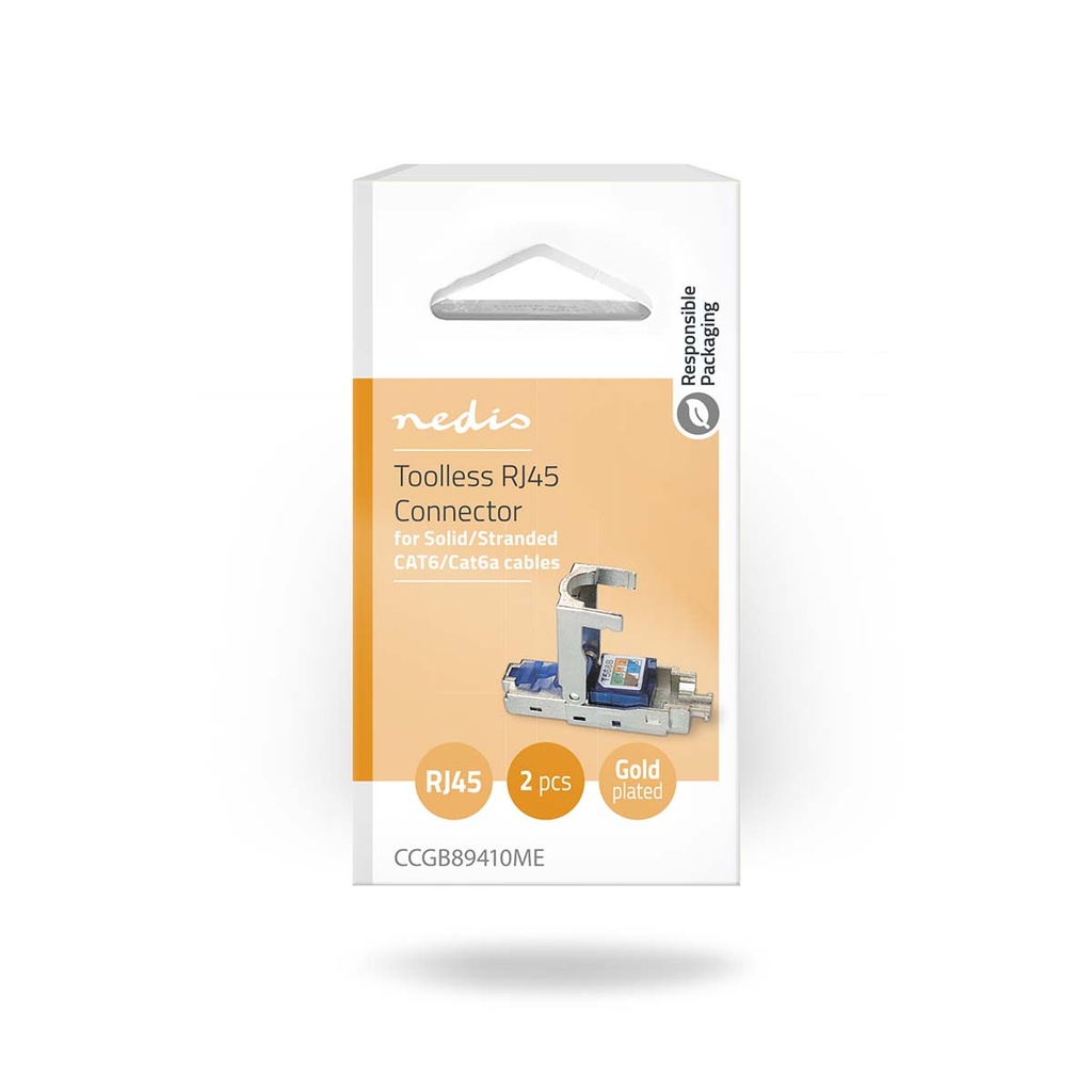 Nedis CCGB89410ME RJ45-Connector CAT6 / CAT6a Verguld 2 Stuks Metaal 