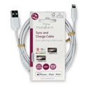 Nedis CCGL39300WT20 Lightning Kabel USB 2.0 Lightning SB-A 480 Mbps Vernikkeld 2m Wit 