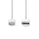 Nedis CCGL39300WT30 Lightning Kabel USB 2.0 Lightning  USB-A 480 Mbps Vernikkeld 3m Wit