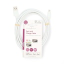 Nedis CCGL39300WT30 Lightning Kabel USB 2.0 Lightning  USB-A 480 Mbps Vernikkeld 3m Wit