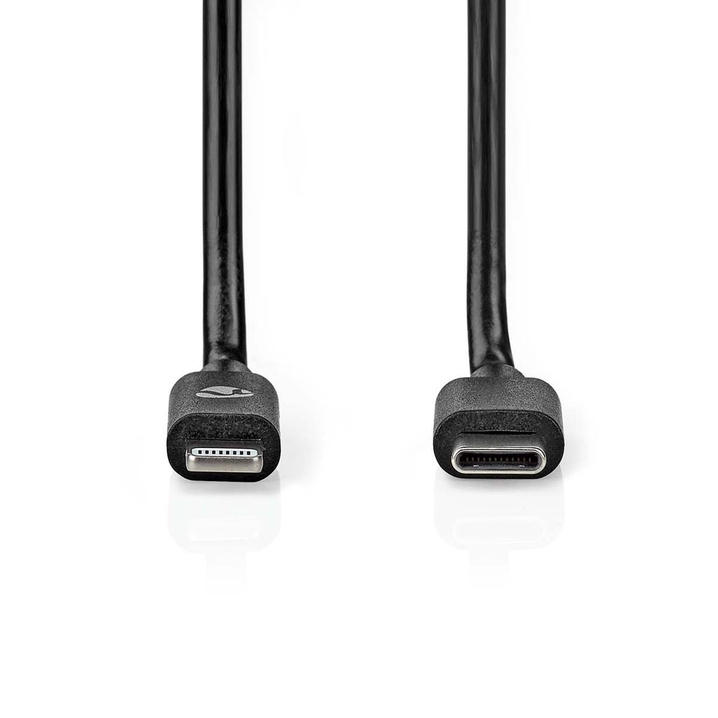 Nedis CCGL39650BK10 Lightning Kabel USB 2.0 Lightning - USB-C 480 Mbps Vernikkeld1m Zwart 