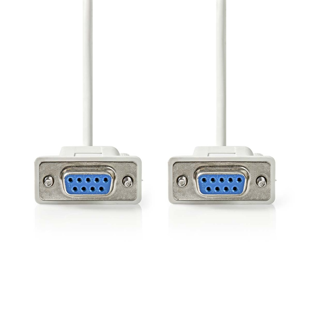 Nedis CCGL52055IV20 Nullmodemkabel D-SUB 9-Pins Vrouwelijk Vernikkeld 2m Wit