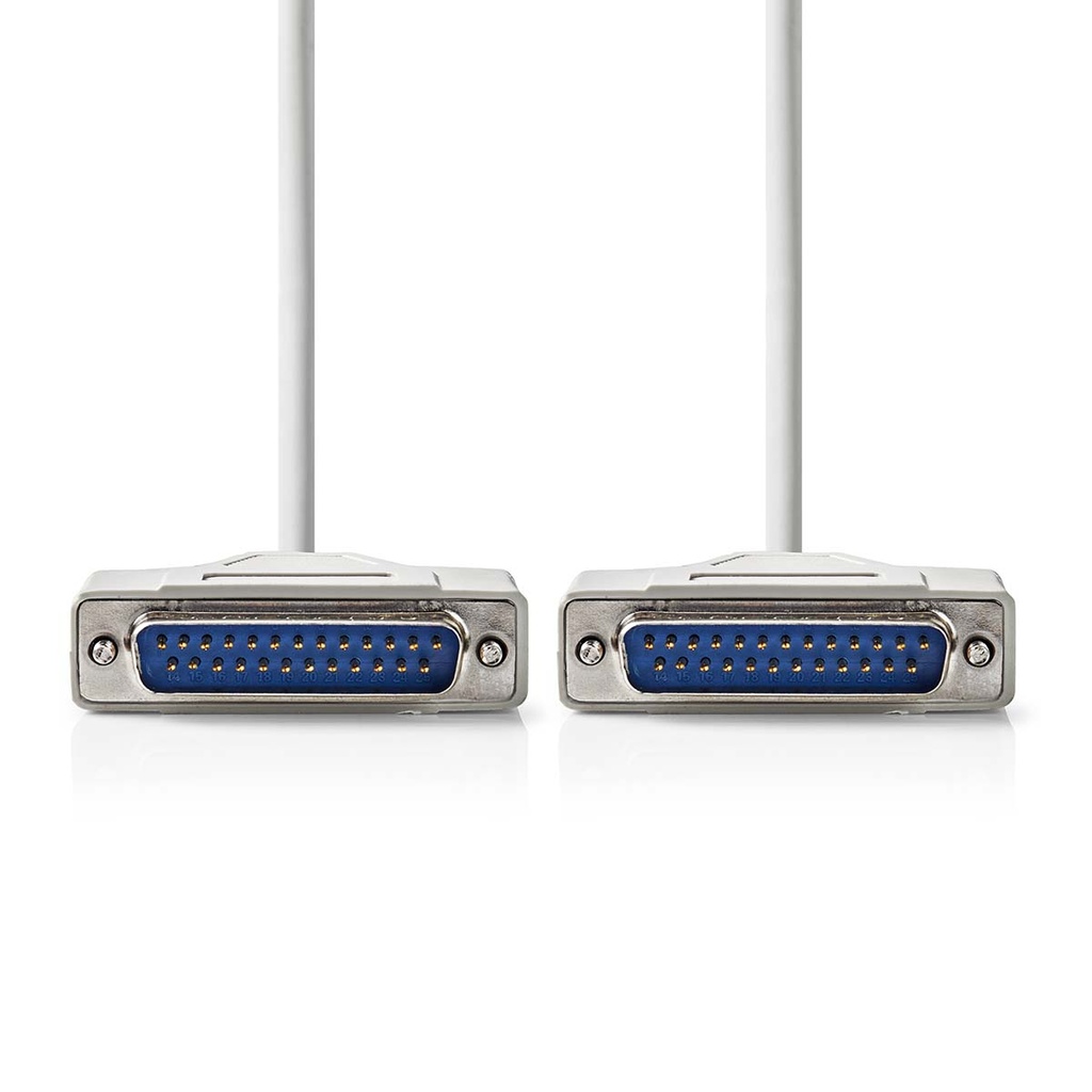 Nedis CCGL52100IV20 Seriële Kabel D-SUB 25-Pins Vernikkeld 2m Wit