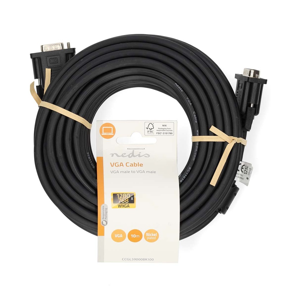 Nedis CCGL59000BK100 VGA-Kabel 1280x768 10m Zwart