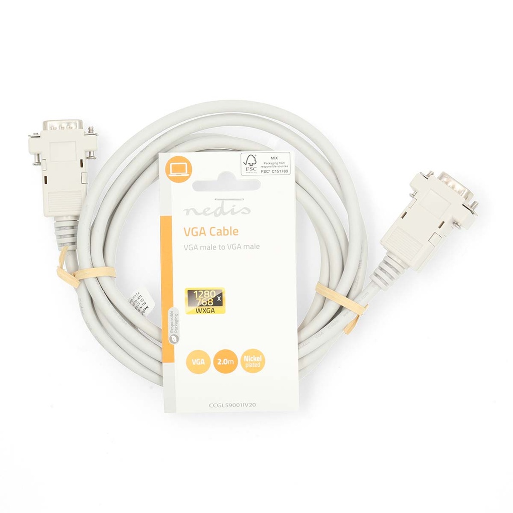 Nedis CCGL59001IV20 VGA-KabelVernikkeld 1024x768 2m Wit