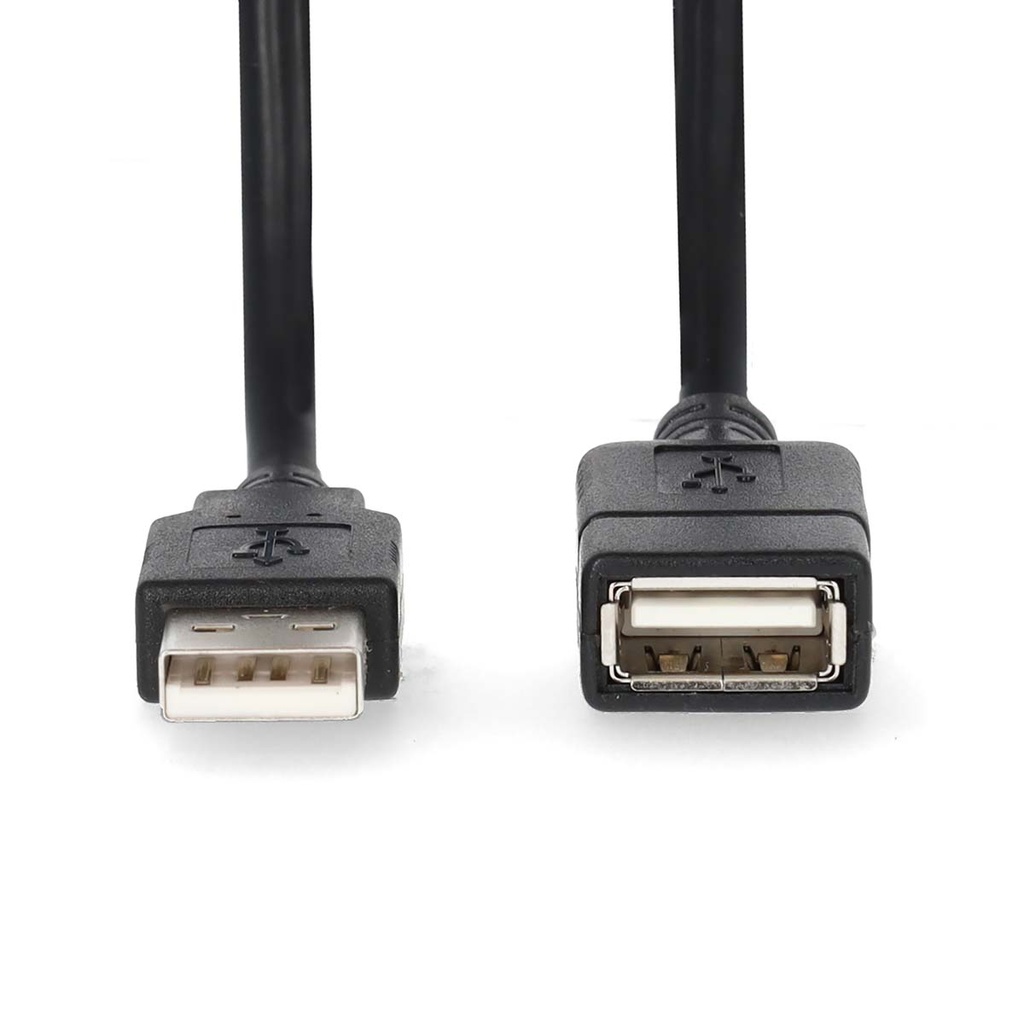 Nedis CCGL60010BK10 USB 2.0-Kabel USB-A - USB-A Vrouwelijk 480 Mbps Vernikkeld 1m Zwart 