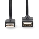 Nedis CCGL60010BK10 USB 2.0-Kabel USB-A - USB-A Vrouwelijk 480 Mbps Vernikkeld 1m Zwart 