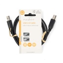 Nedis CCGL60100BK10 USB 2.0-Kabel USB-A - USB-B 10W 480 Mbps Vernikkeld 1m Zwart