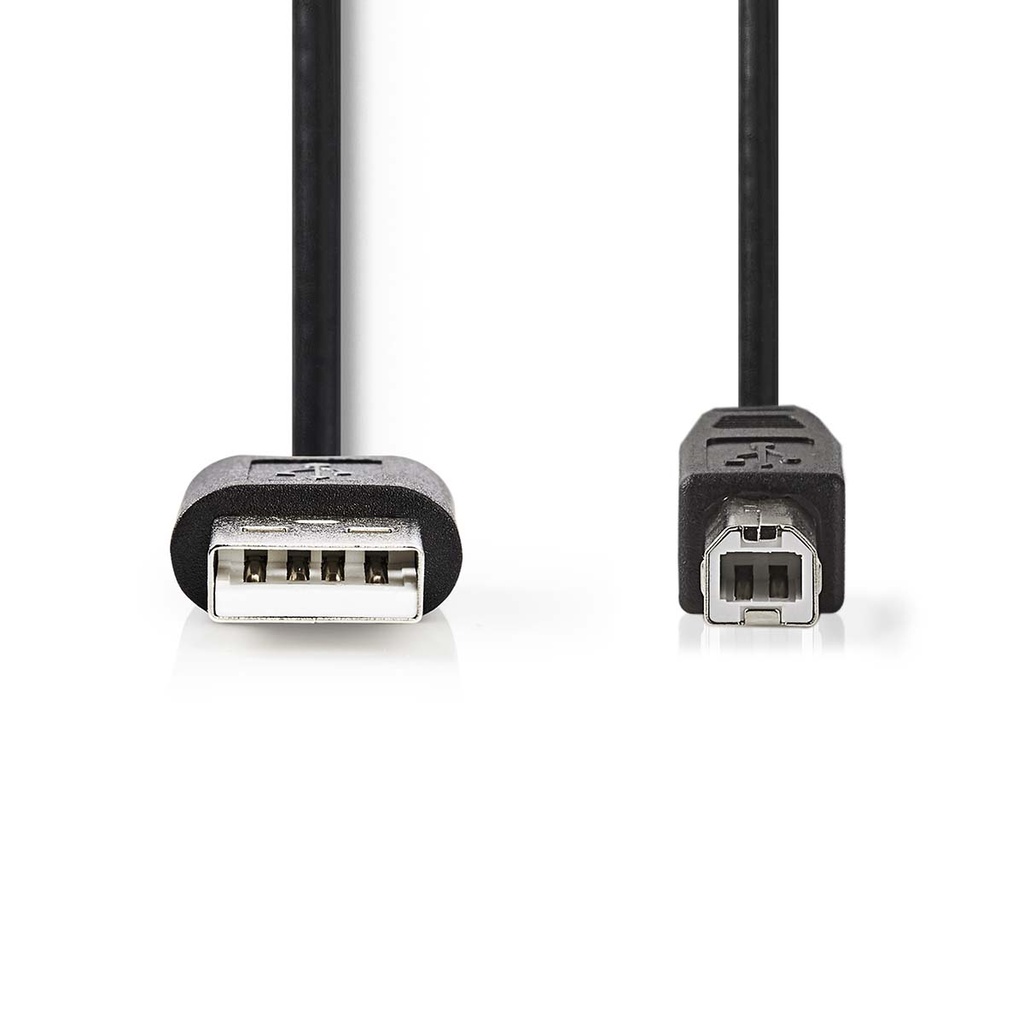 Nedis CCGL60101BK20 USB 2.0-Kabel USB-A - USB-B 480 Mbps Vernikkeld 2m Zwart 
