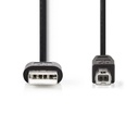Nedis CCGL60101BK20 USB 2.0-Kabel USB-A - USB-B 480 Mbps Vernikkeld 2m Zwart 