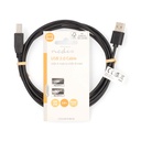 Nedis CCGL60101BK20 USB 2.0-Kabel USB-A - USB-B 480 Mbps Vernikkeld 2m Zwart 