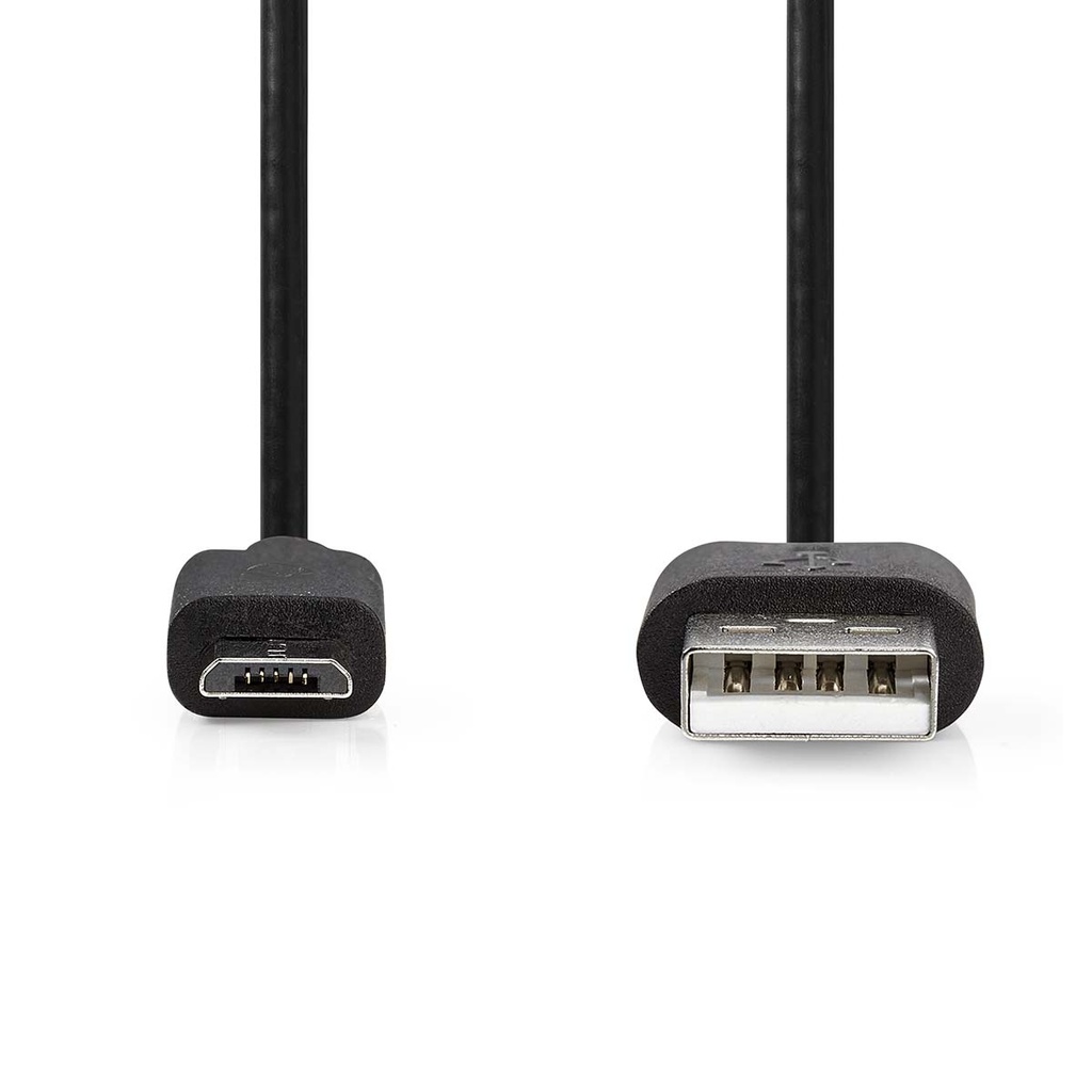 Nedis CCGL60500BK05 USB 2.0-Kabel USB-A - USB Micro-B 10W 480 Mbps Vernikkeld 50cm Zwart