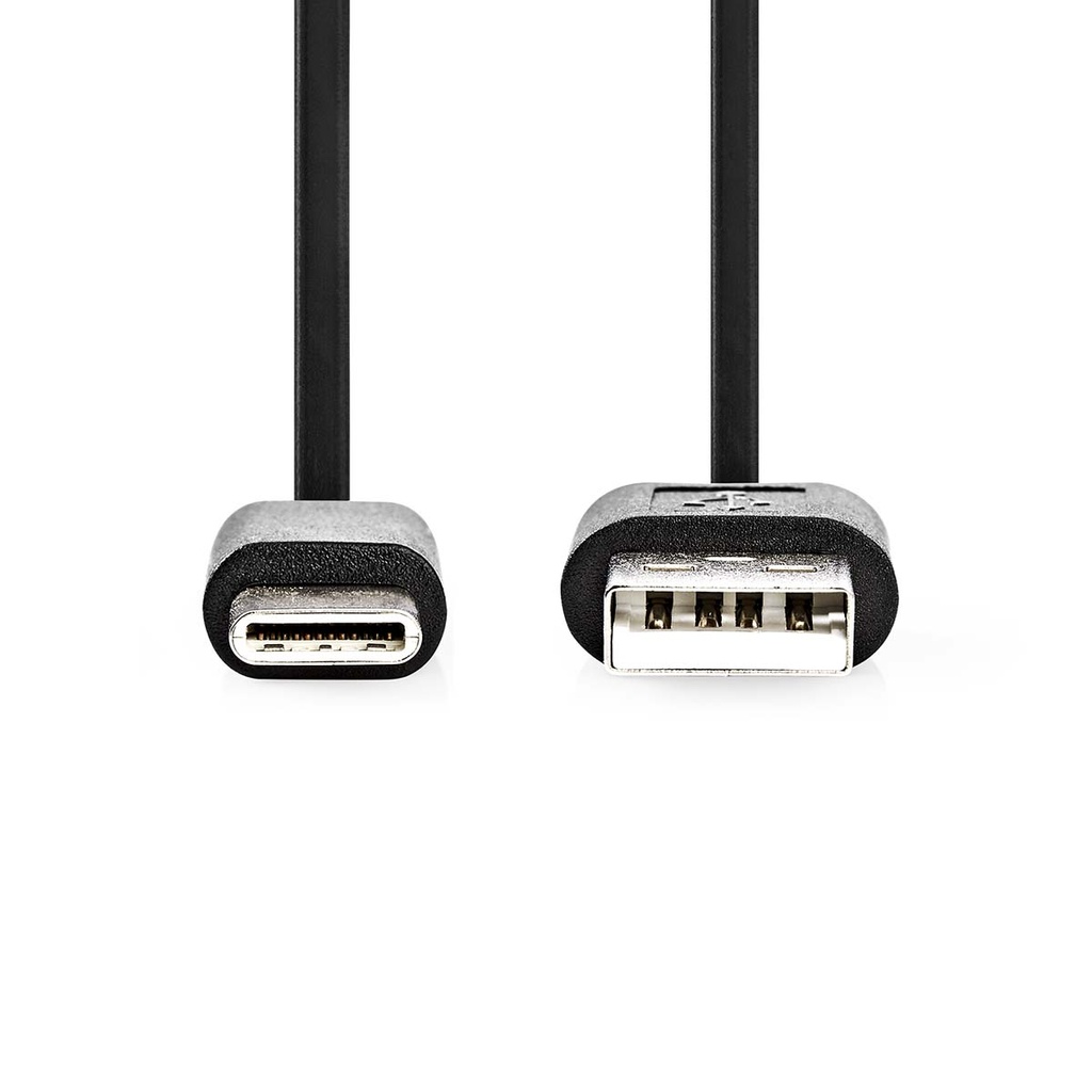 Nedis CCGL60601BK10 USB 2.0-Kabel USB-A - USB-C 5W 480 Mbps Vernikkeld 1m Zwart 