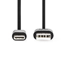 Nedis CCGL60601BK10 USB 2.0-Kabel USB-A - USB-C 5W 480 Mbps Vernikkeld 1m Zwart 