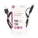 Nedis CCGL60610BK10 2-in-1 USB 2.0-Kabel USB-A - USB Micro-B / USB-C 480 Mbps 1m Vernikkeld Zwart