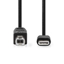 Nedis CCGL60650BK10 USB 2.0-Kabel USB-C - USB-B  480 Mbps Vernikkeld 1m Zwart