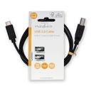 Nedis CCGL60650BK10 USB 2.0-Kabel USB-C - USB-B  480 Mbps Vernikkeld 1m Zwart