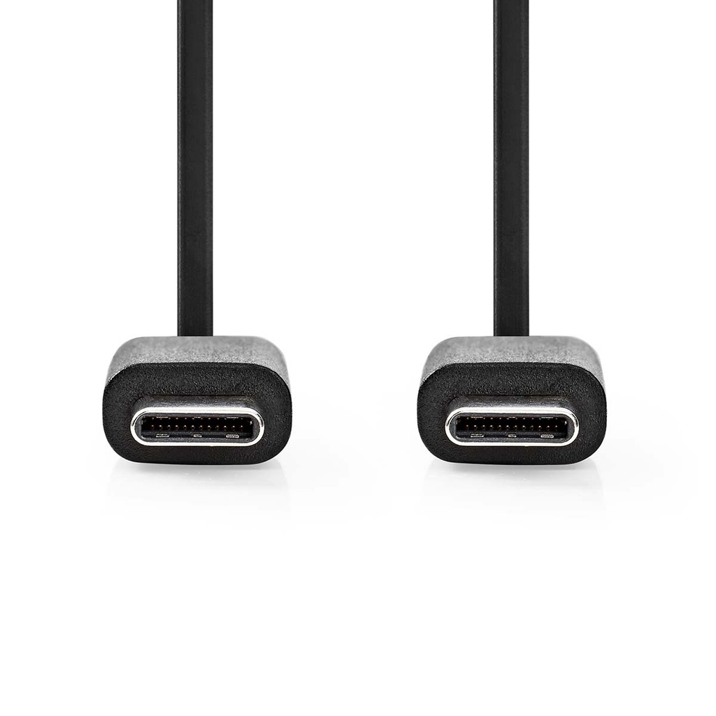 Nedis CCGL60700BK10 USB 2.0-Kabel USB-C 60W 480 Mbps Vernikkeld 1m Zwart