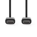 Nedis CCGL60700BK10 USB 2.0-Kabel USB-C 60W 480 Mbps Vernikkeld 1m Zwart