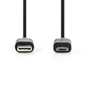 Nedis CCGL60750BK10 USB 2.0-Kabel USB-C - USB Micro-B 60W 480 Mbps Vernikkeld 1m Zwart 