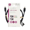 Nedis CCGL60750BK10 USB 2.0-Kabel USB-C - USB Micro-B 60W 480 Mbps Vernikkeld 1m Zwart 