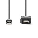 Nedis CCGL60EXTBK100 Actieve USB 2.0-Kabel  USB-A - USB-A Vrouwelijk 480 Mbps 10m Vernikkeld Zwart
