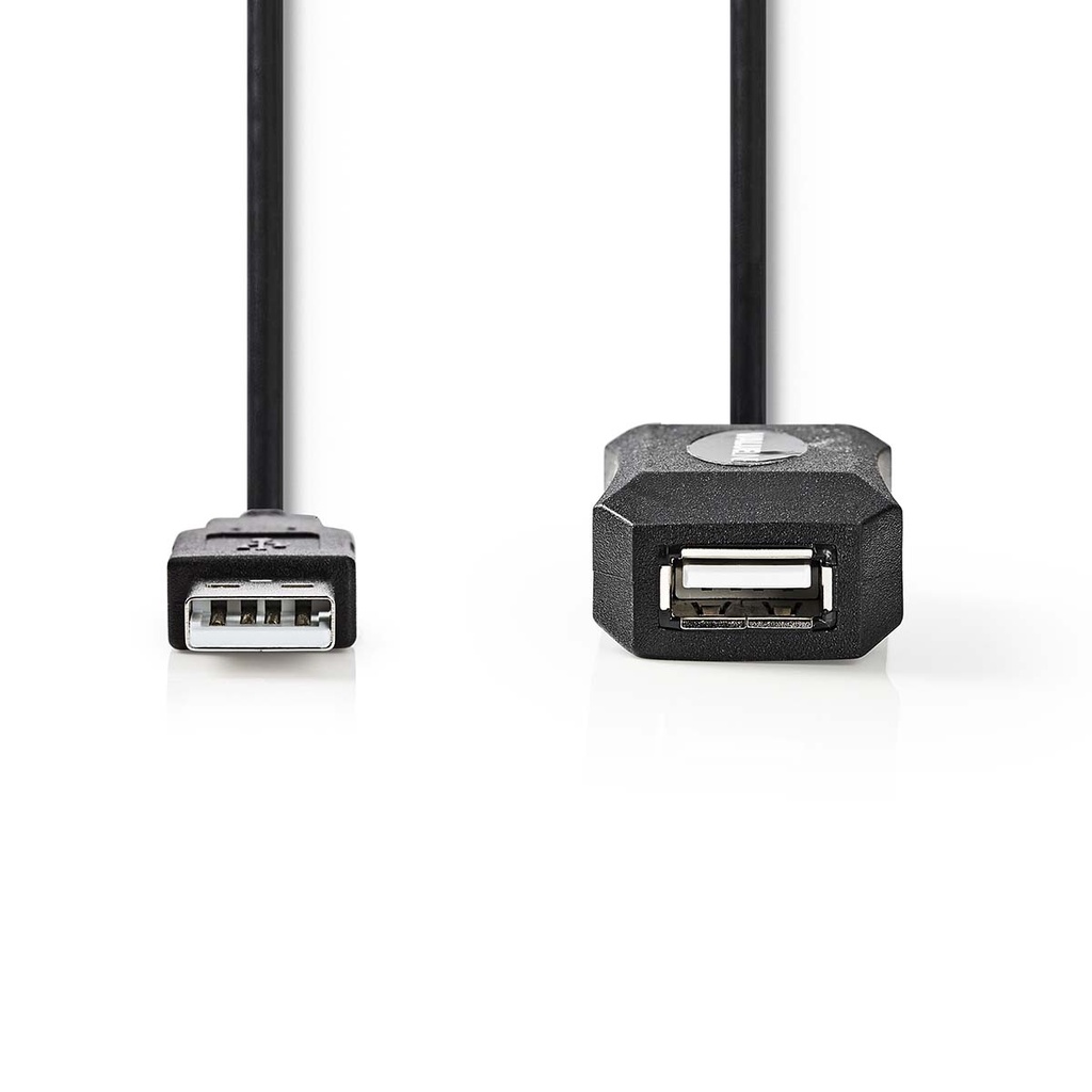 Nedis CCGL60EXTBK50 Actieve  USB 2.0-Kabel  USB-A - USB-A Vrouwelijk 480 Mbps 5m Vernikkeld Zwart