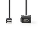 Nedis CCGL60EXTBK50 Actieve  USB 2.0-Kabel  USB-A - USB-A Vrouwelijk 480 Mbps 5m Vernikkeld Zwart