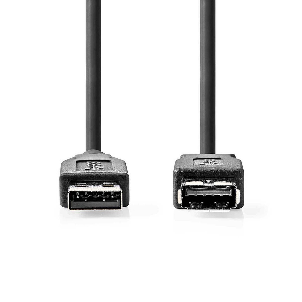 Nedis CCGL61010BK10 USB 3.2 Gen 1-Kabel USB-A - USB-A Vrouwelijk 5 Gbps Vernikkeld 1m Zwart 