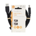 Nedis CCGL61010BK10 USB 3.2 Gen 1-Kabel USB-A - USB-A Vrouwelijk 5 Gbps Vernikkeld 1m Zwart 
