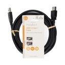 Nedis CCGL61010BK30 USB 3.2 Gen 1-Kabel USB-A - USB-A Vrouwelijk 5 Gbps Vernikkeld 3m Zwart 