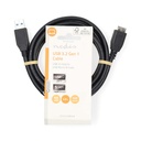 Nedis CCGL61500BK20 USB 3.2 Gen 1-KabelUSB-A - USB Micro-B 5 Gbps Vernikkeld 2m Zwart