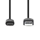 Nedis CCGL61650BK10 USB 3.2 Gen 2-Kabel USB-A - USB-C 60W 10 Gbps Vernikkeld 1m Zwart 