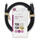 Nedis CCGL64020BK20 USB 3.2 Gen 2-Kabel USB-C 100 W 4K@60Hz 20 Gbps Vernikkeld 2m Zwart