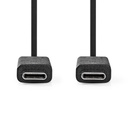 Nedis CCGL64750BK10 USB 3.2 Gen 2-Kabel USB-C 240 W 8K@30Hz 20 Gbps Vernikkeld 1m Zwart 