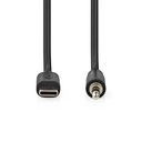 Nedis CCGL65950BK10 USB 2.0-Adapter USB-C - 3,5 mm Jack 1m Vernikkeld Zwart