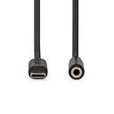 Nedis CCGL65960BK10 USB 2.0-Adapter USB-C - 3,5 mm Jack Vrouwelijk 1m Vernikkeld Zwart