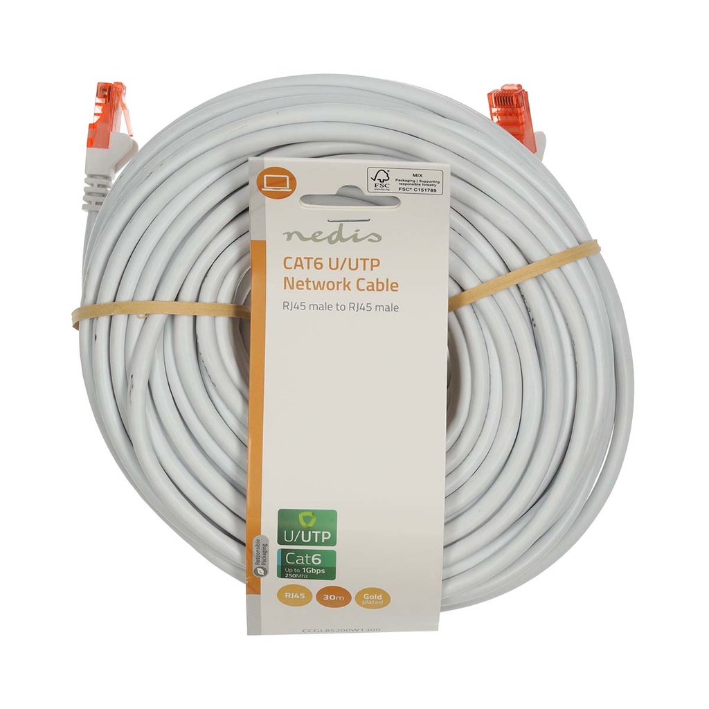 Nedis CCGL85200WT300 CAT6 Netwerkkabel RJ45 U/UTP 30m Wit 