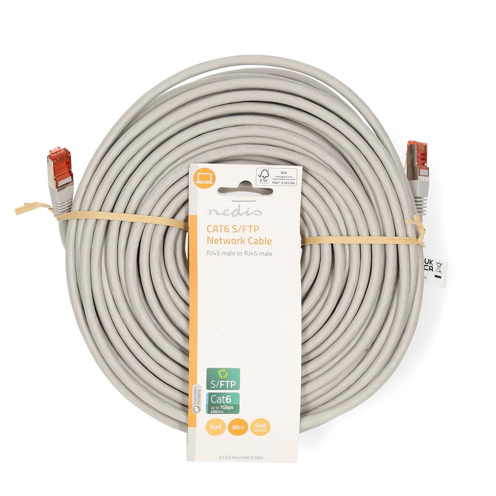 Nedis CCGL85220GY300 CAT6 Netwerkkabel RJ45 SF/UTP 30m Grijs 