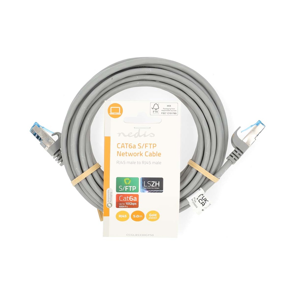 Nedis CCGL85330GY50 CAT6a Netwerkkabel S/FTP RJ45 5m LSZH Grijs