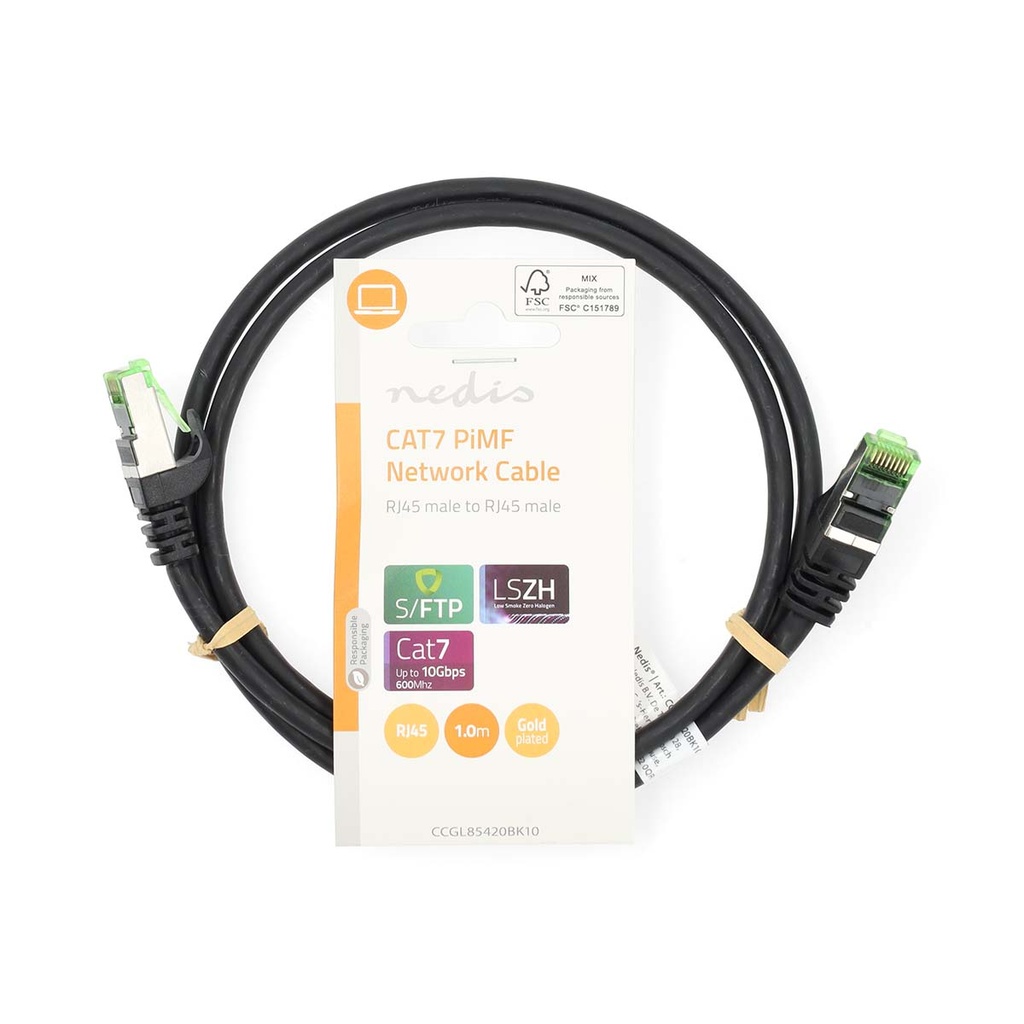 Nedis CCGL85420BK10 CAT7 Netwerkkabel S/FTP RJ45 1m LSZH Zwart 