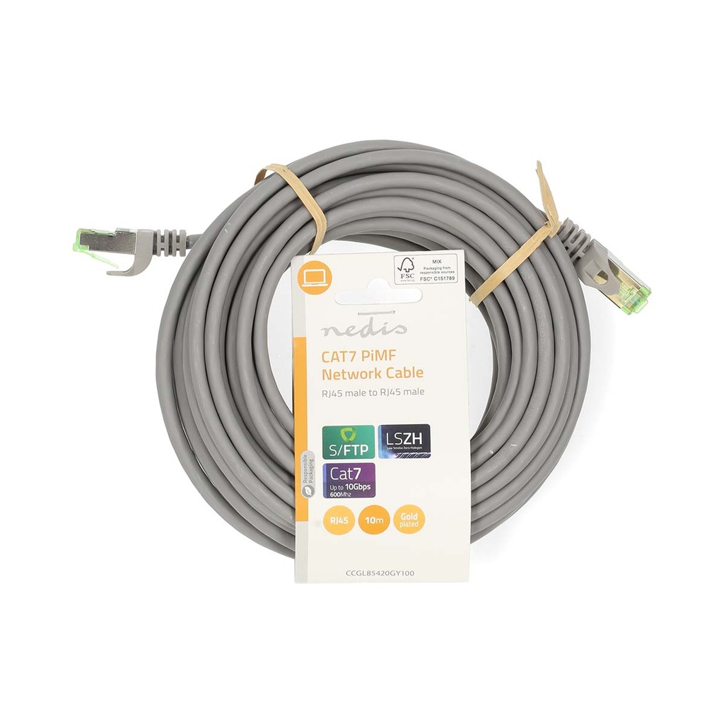 Nedis CCGL85420GY100 CAT7 Netwerkkabel S/FTP RJ45 10m LSZH Grijs