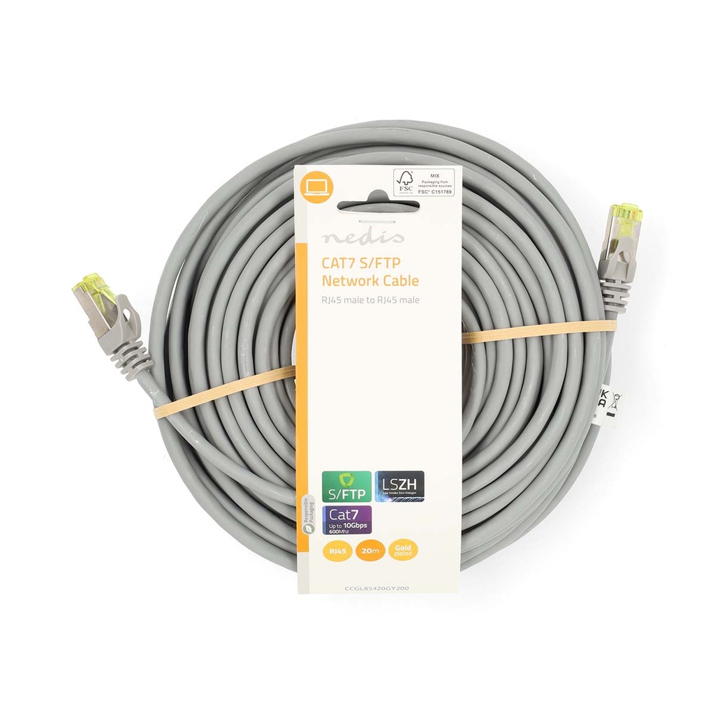 Nedis CCGL85420GY200 CAT7 NetwerkkabelS/FTP RJ45 20m LSZH Grijs